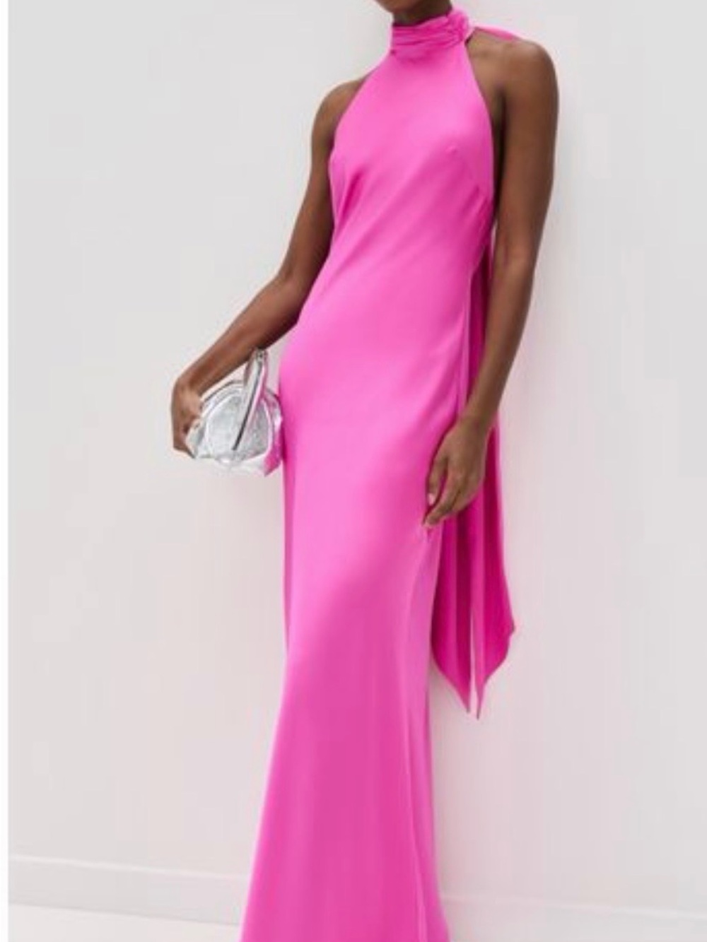 MISHA COLLECTION Bright Pink Halter Maxi Dress